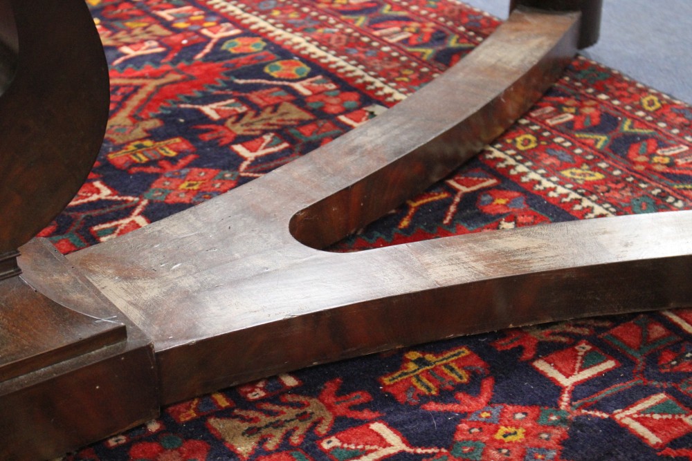 A French mahogany centre table, with simulated marble painted pine top, W.187cm D.80cm H.76cm